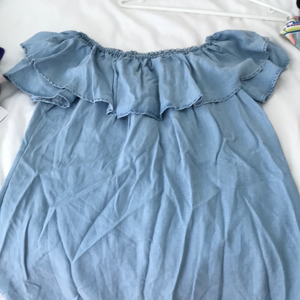 Zara chambray off the shoulder dress